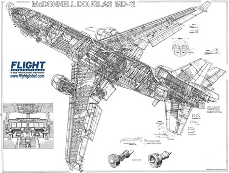 McDonnell-Douglas MD-11 cutaway drawing | Mcdonnell douglas md 11 ...