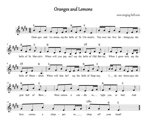 Oranges and Lemons mp3 Karaoke download, Sheet Music PDF