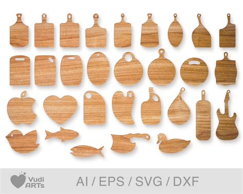 Cutting kitchen boards 30 Shapes SVG Eps Dxf Ai. Boards | Etsy