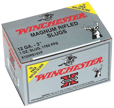 Winchester Ammo X123RS15VP Super-X Rifled Slug Hollow Point 12 Gauge 3 ...