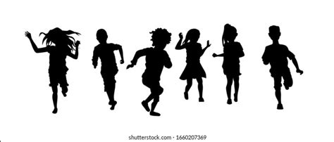 Children Running Silhouette Vector Illustration Stock Vector (Royalty ...