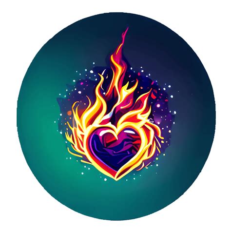 Tattoo Heart with Cool Fire · Creative Fabrica