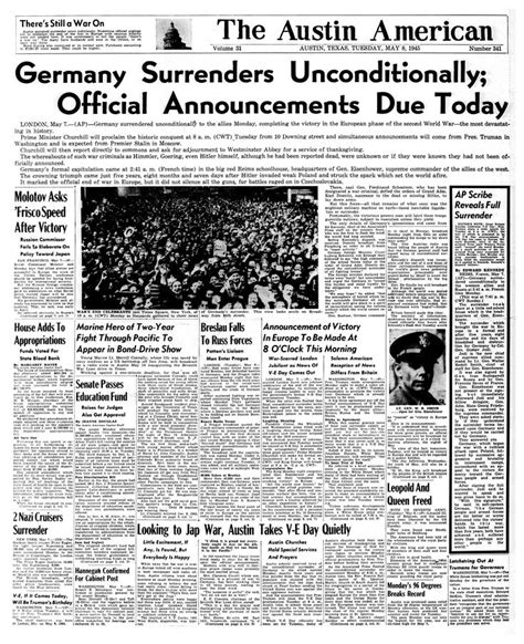 Germany Surrenders Unconditionally, The Austin Texas American Newspaper ...