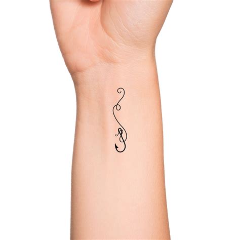 Fishing Hook and Line Temporary Tattoo / Fishing Tattoo / - Etsy