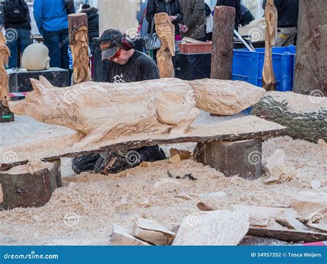 Wood Carving at Sculpture Festival Editorial Photography - Image of ...