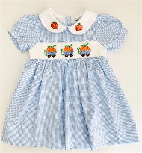 Smocked Dress, Thanksgiving Smocked Dress, Pumpkin Smocked Dress, Fall ...