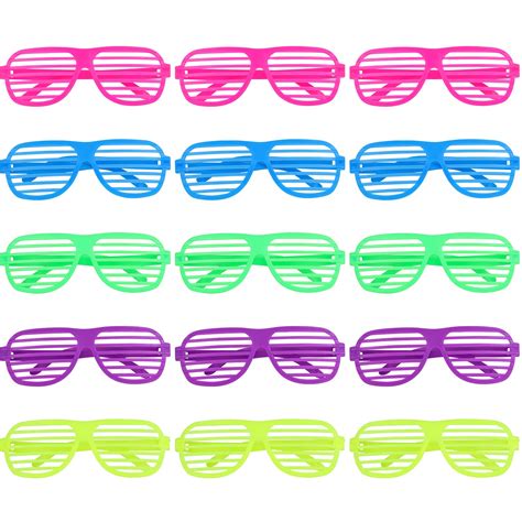 15 Pack Shutter Shades Glasses 80s Party Favors Plastic Glasses for ...