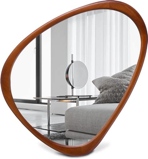 COOL2DAY Irregular Mirror,Asymmetrical Wood Wall Frame Mirror,Abstract ...