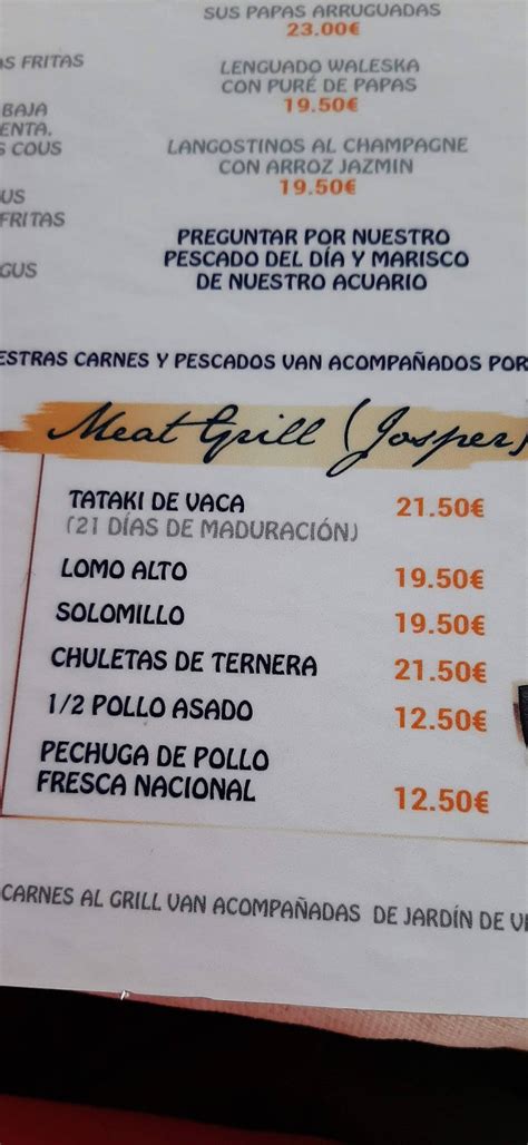 Menu at Cafe La Ola, Puerto del Carmen, Av. de las Playas