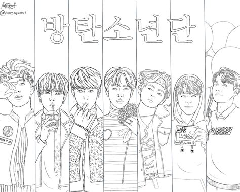 BTS coloring pages with big had and not so big pictures - YouLoveIt.com