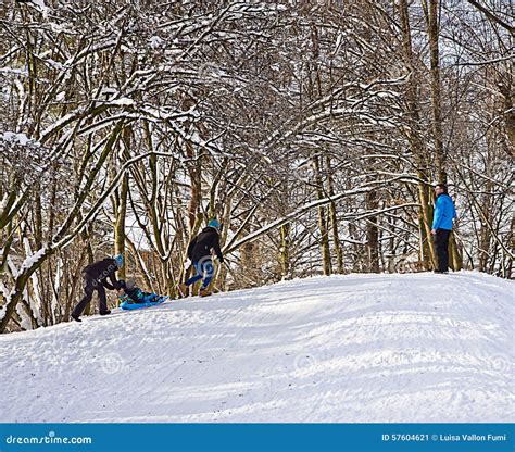 Winter Time People Enjoy the Snow Outside Editorial Photo - Image of ...