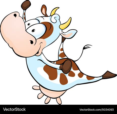 Funny cow jumping - cartoon Royalty Free Vector Image