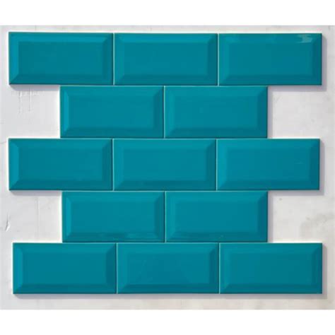 Aqua Blue Bevelled Subway Tile 4 Inch * 8 Inch