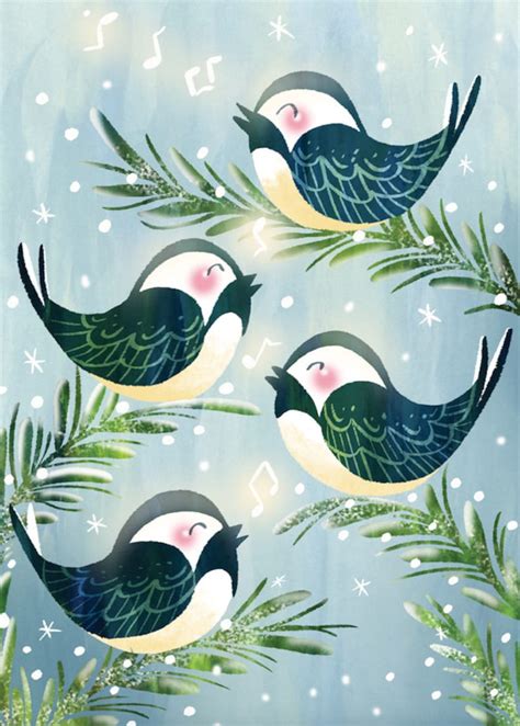 Four Calling Birds Christmas Cards - Etsy