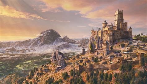 concept art, artwork, landscape, fantasy art, mountains, castle HD ...