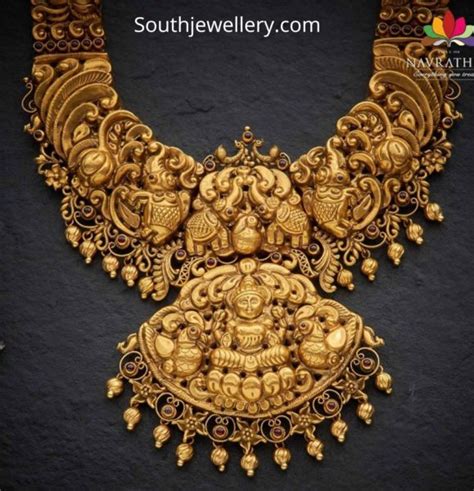 Antique gold deep nakshi work haram - Indian Jewellery Designs