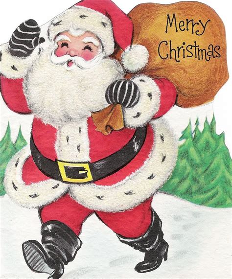 Christmas Greetings 751 - Vintage Christmas Cards - Santa Claus with ...