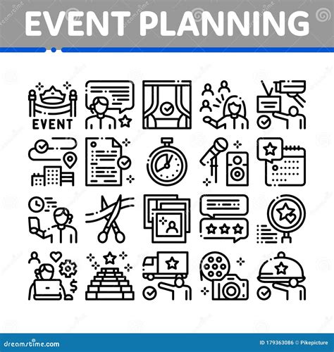 Event Party Planning Collection Icons Set Vector Stock Vector ...