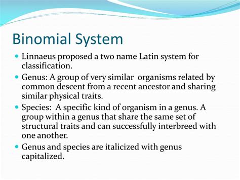 Binomial System Of Classification