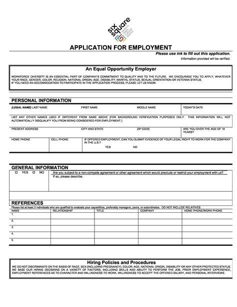 Printable Employment Application Form Pdf | Images and Photos finder