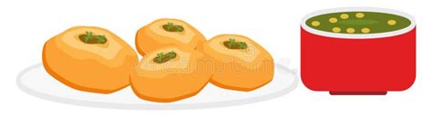 Pani Puri Indian Food Cartoon Illustration Stock Vector - Illustration ...