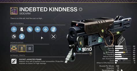 Overview Of The Indebted Kindness Sidearm In Destiny 2 - The Nature Hero