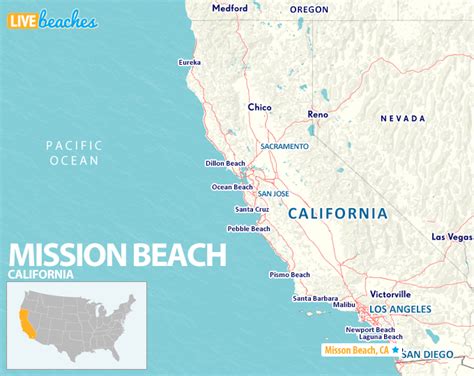 Map of Mission Beach, California - Live Beaches