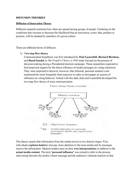 Diffusion Theories - Notes - DIFFUSION THEORIES Diffusion of Innovation ...