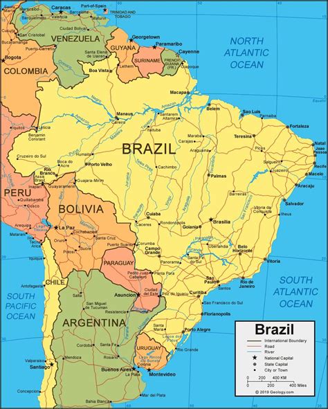 Brazil cities map - Cities of Brazil map (South America - Americas)