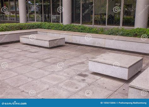 Modern Concrete Bench in the Garden Stock Photo - Image of path, design ...