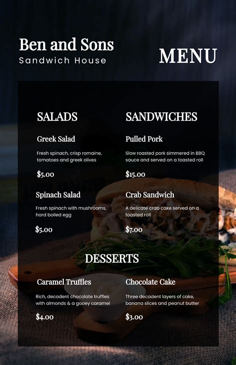 FREE Sandwich Menu Templates & Examples - Edit Online & Download ...