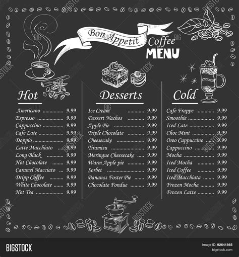 Coffee Menu On Vector & Photo (Free Trial) | Bigstock