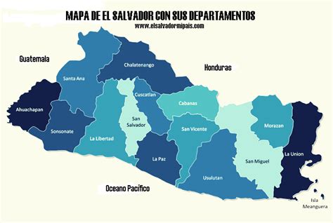 Mapa de El Salvador con sus departamentos - El Salvador mi país