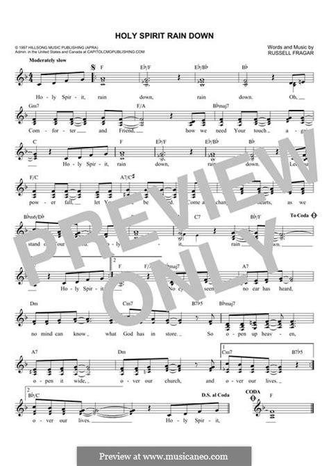 Holy Spirit Rain Down by R. Fragar - sheet music on MusicaNeo