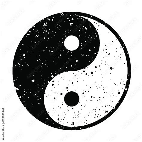 Yin Yang. Black and white Yin Yang grunge symbol-symbolising harmony ...