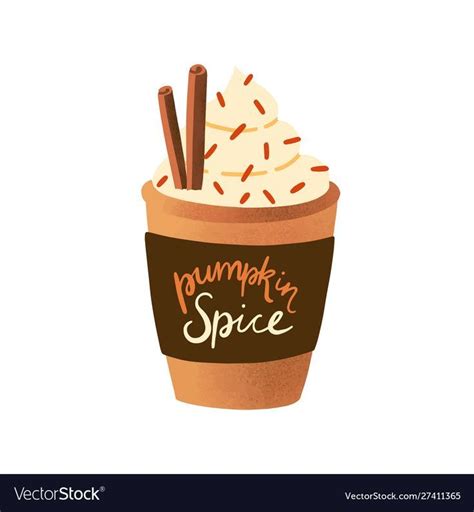 Pumpkin spice latte in disposable cup flat vector image on VectorStock ...