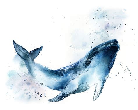 Blue Whale Watercolor Painting Whale Art Print Sea Animal - Etsy ...