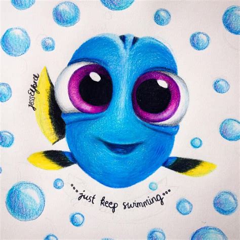 Drawing of baby Dory by Jess Elford. Drawn with prismacolor pencils ...