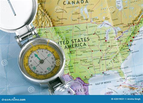 Open compass on a map stock image. Image of background - 42819031