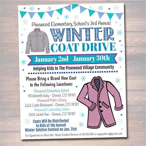 EDITABLE Winter Coat Drive Flyer Printable PTA PTO Charity - Etsy