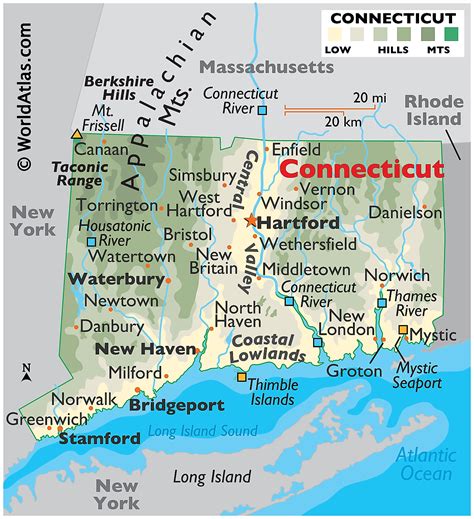 Kaarten en feiten van Connecticut - Wereldatlas | Savage Rose