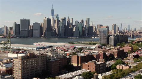 Aerial of NYC Skyline from Brooklyn, New York Stock Video Footage 01:06 ...