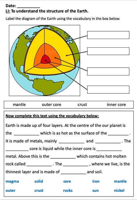 32 Layers Of The Earth Worksheet High School - support worksheet