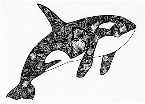 Orca Print, Zentangle, Orca Drawing, Art Prints, Black and White Prints ...