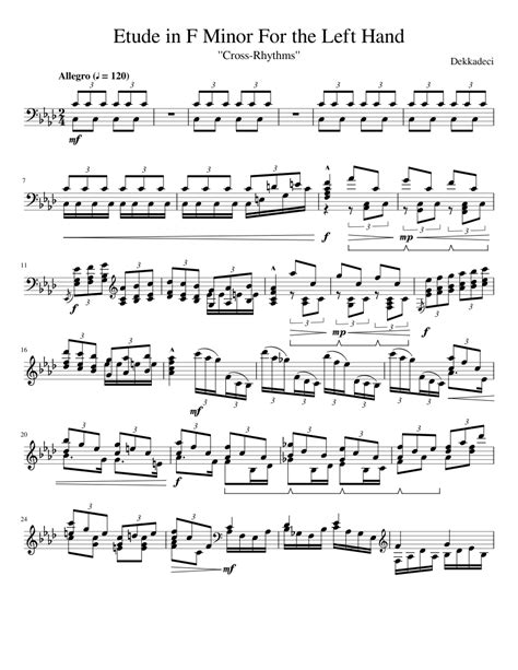 Etude in F Minor For the Left Hand ("Cross-Rhythms") Sheet music for ...