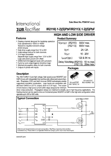 IR2110-2PBF_307538.PDF Datasheet Download --- IC-ON-LINE