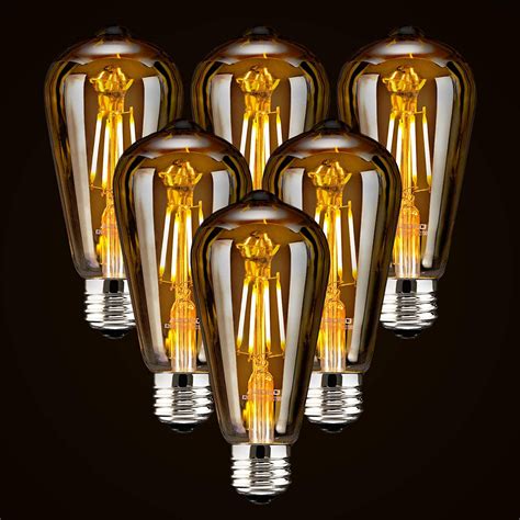 ASOKO HOME LED Dimmable Edison Light Bulbs, Warm White (Amber Glass ...