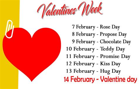 Valentine Day Week List, Day Before Valentines Day, Valentines Day ...