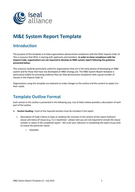 M&E Report Template (2) - TEMPLATES EXAMPLE | TEMPLATES EXAMPLE ...