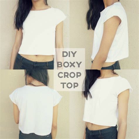 DIY: Boxy Crop Top From an Oversized Tee | Boxy crop top, T shirt diy ...